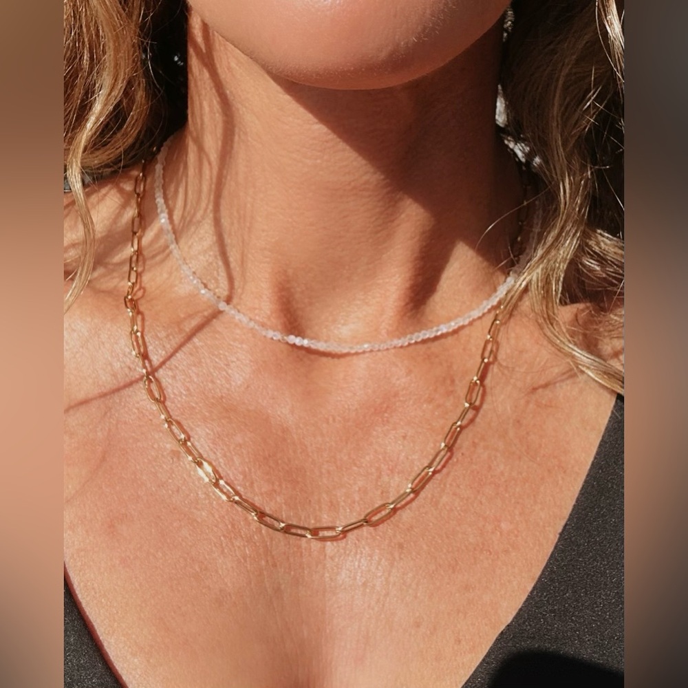 Paperclip Chain Necklace Gold Toggle Clasp Necklace Waterproof Charm Necklace - Picture 11 of 14